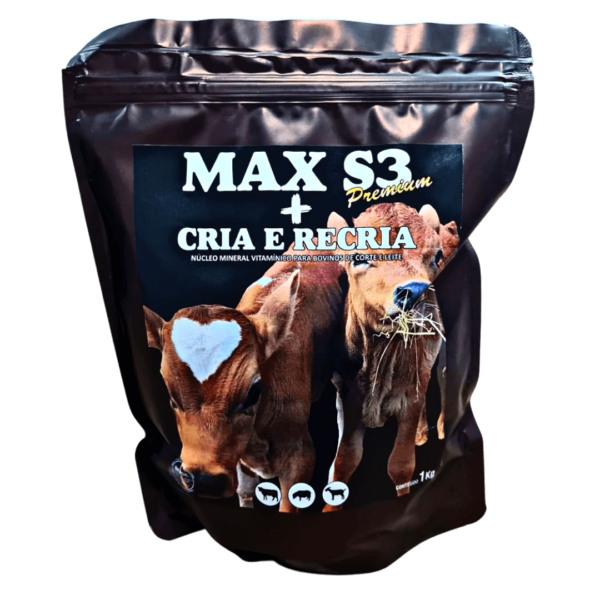Max S3 Premium Cria e Recria Nucleo Mineral Vitamin Bovinos 1kg